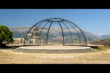 Stage for Folkloric Festival on top of Gjirokaster Castle, Albania