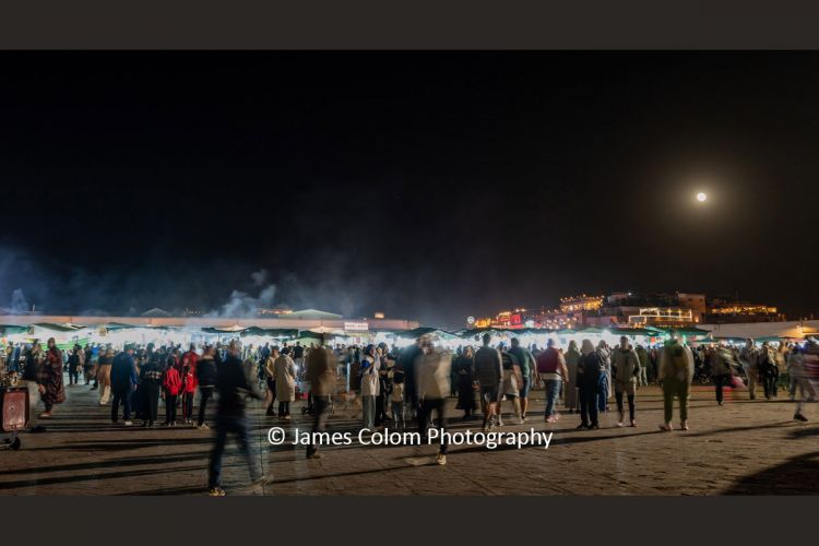 Full Moonrise over the bustling Medina, Marrakesh