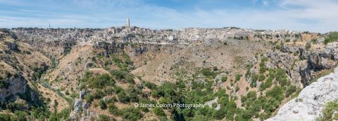 Panorama of Sassi di Matera from Viewpoint Opposite the Gravina Canyon