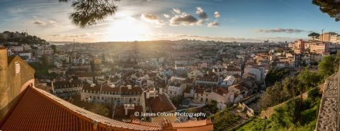 View from Igreja e Convento da Graça at sunset, Lisbon, Portugal