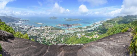 View over Victoria, Seychelles from the top of Copolia hiking trail